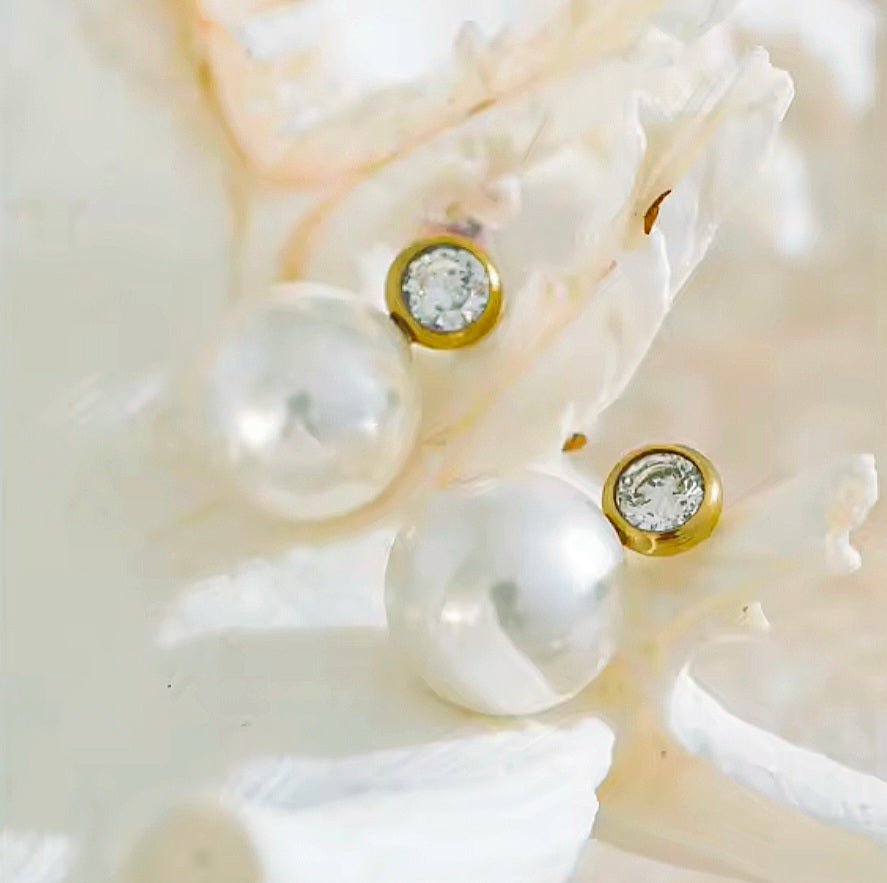 Brincos de Pérola e Zircão Dourado