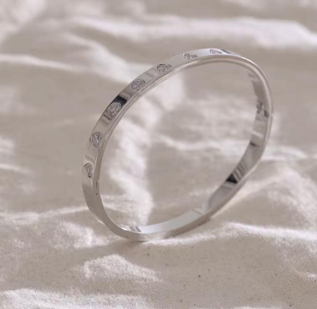 Pulseira Rígida de Zircónias em Aço Inox