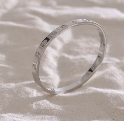 Pulseira Rígida de Zircónias em Aço Inox