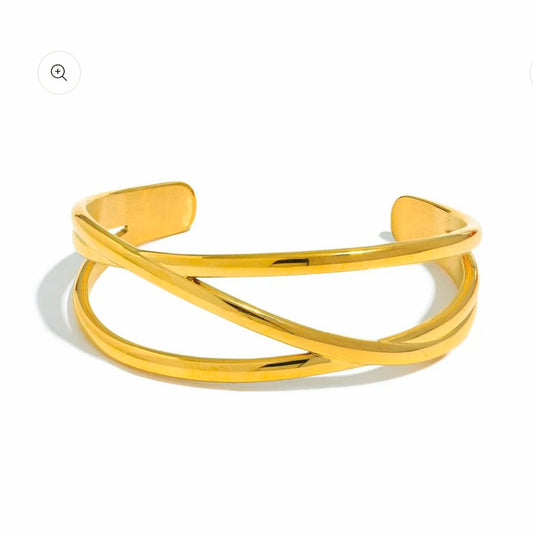 Pulseira Cruzada em Aço Inox