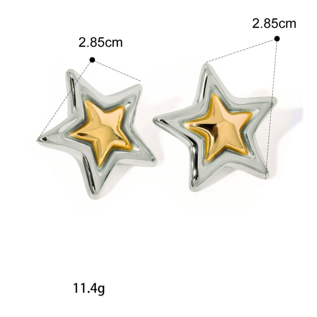 Brincos em Forma de Estrelas em Aço Inoxidável