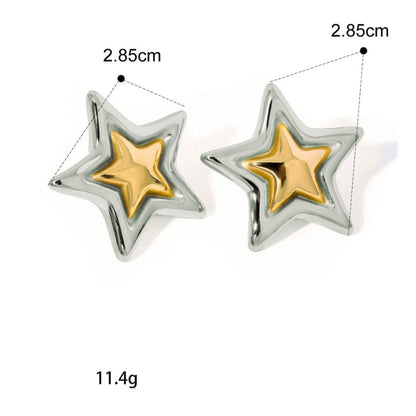 Brincos em Forma de Estrelas em Aço Inoxidável
