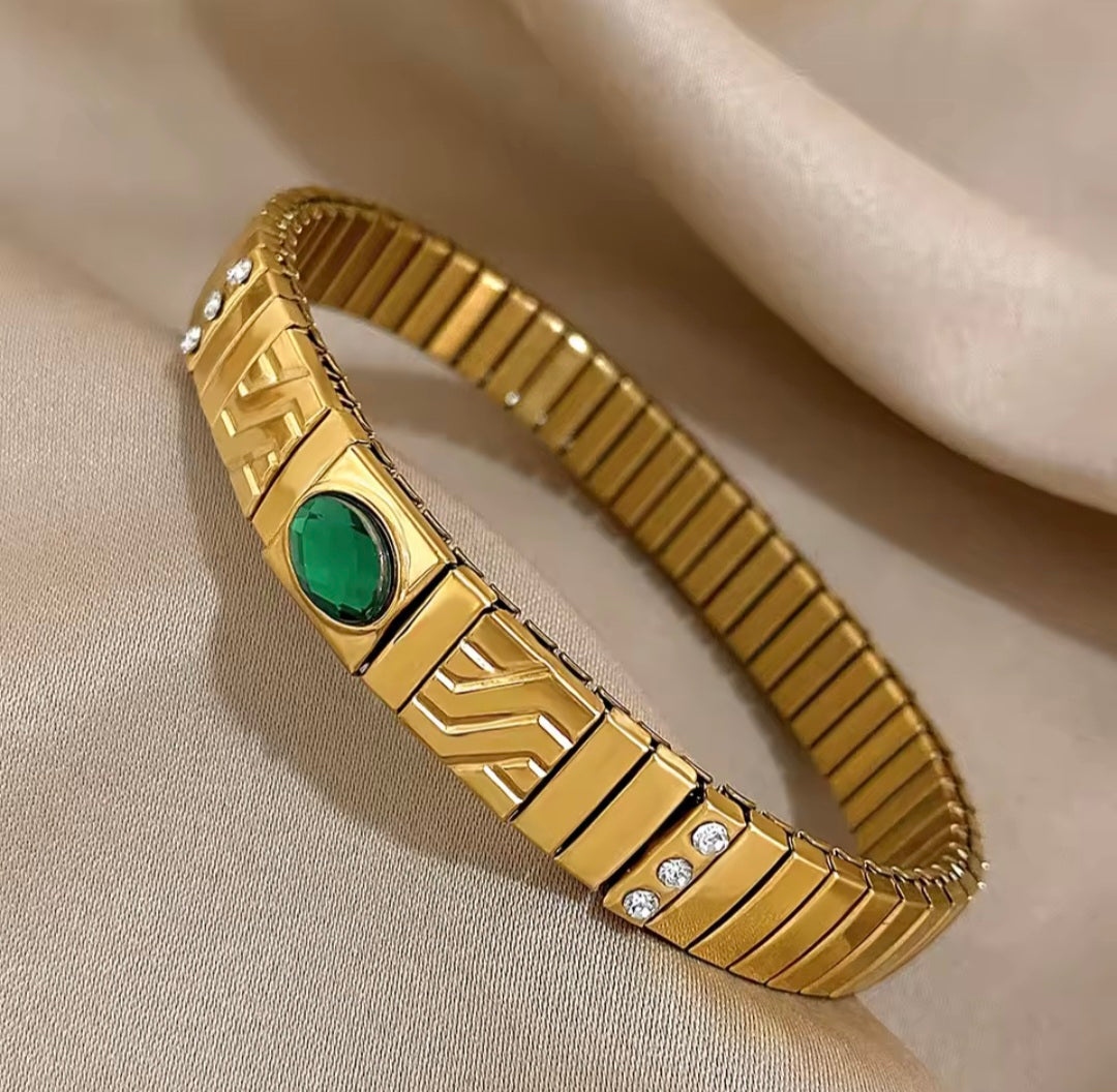 Pulseiras Elásticas com Pedra Zircónia em Aço Inox