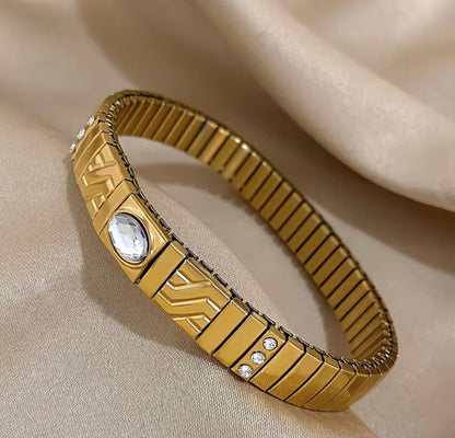 Pulseiras Elásticas com Pedra Zircónia em Aço Inox