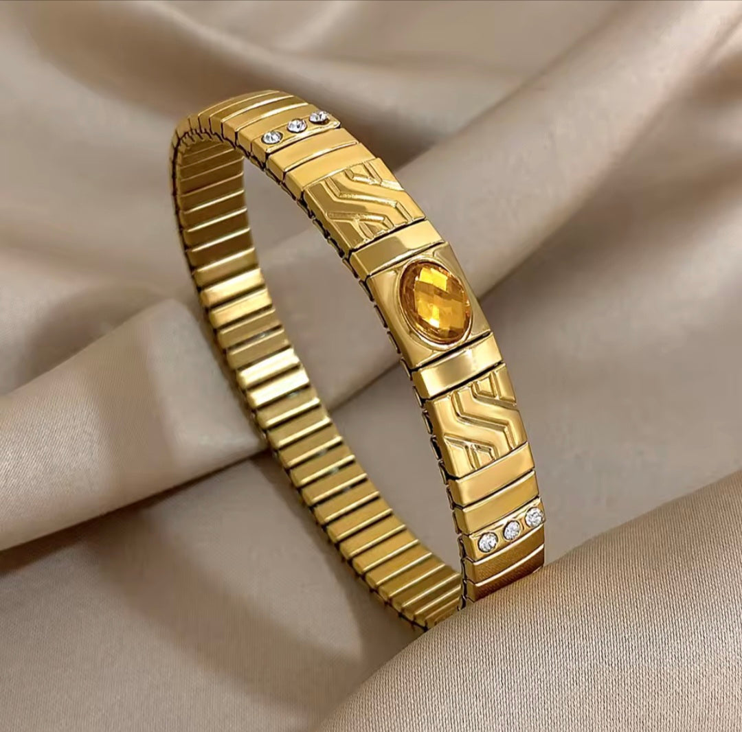 Pulseiras Elásticas com Pedra Zircónia em Aço Inox