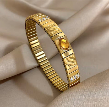 Pulseiras Elásticas com Pedra Zircónia em Aço Inox