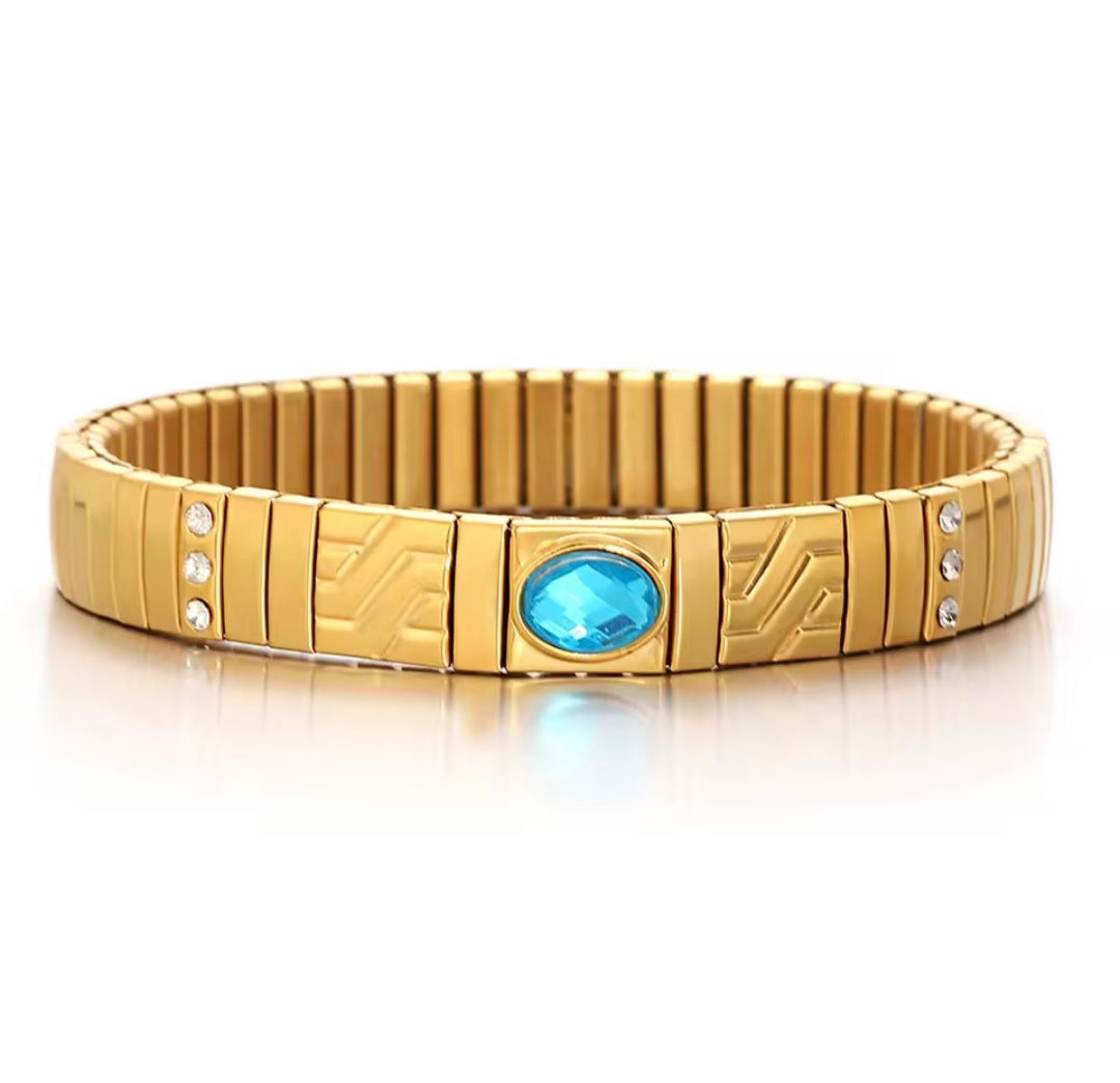 Pulseiras Elásticas com Pedra Zircónia em Aço Inox