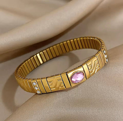 Pulseiras Elásticas com Pedra Zircónia em Aço Inox