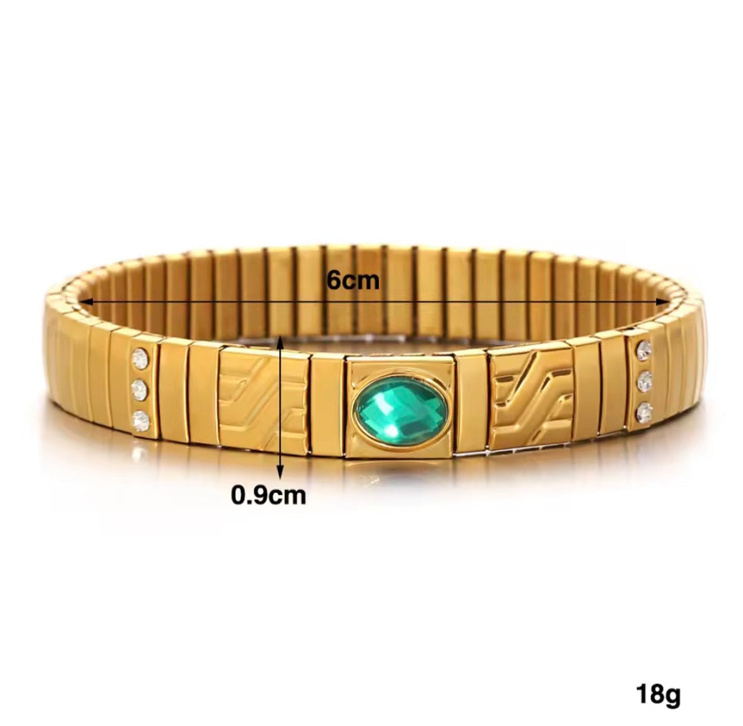 Pulseiras Elásticas com Pedra Zircónia em Aço Inox