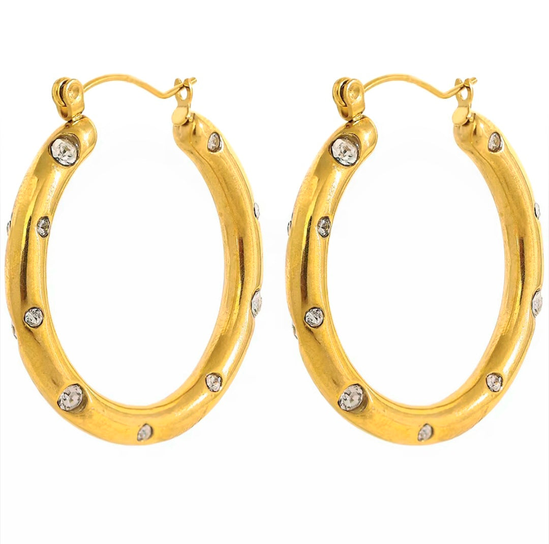 Argolas Zircónia em Aço Inoxidável Dourado Transparente