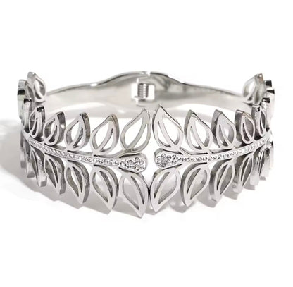 Pulseira Floral em Aço Inoxidável