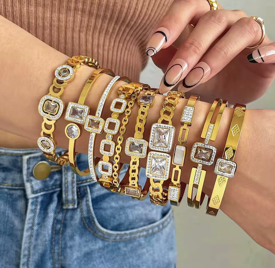Pulseiras Rígidas Brilhantes