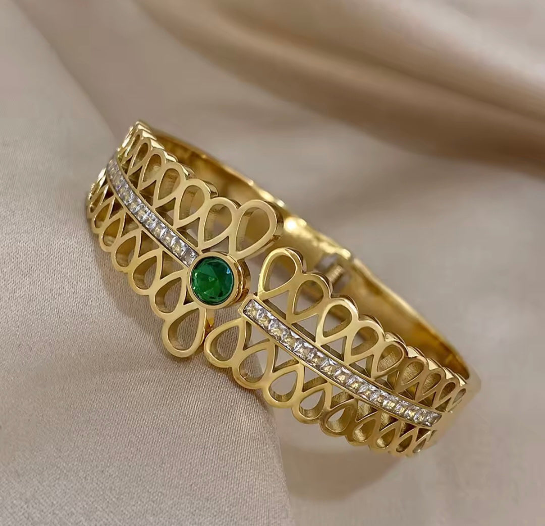 Pulseira Rígida Pedra Verde