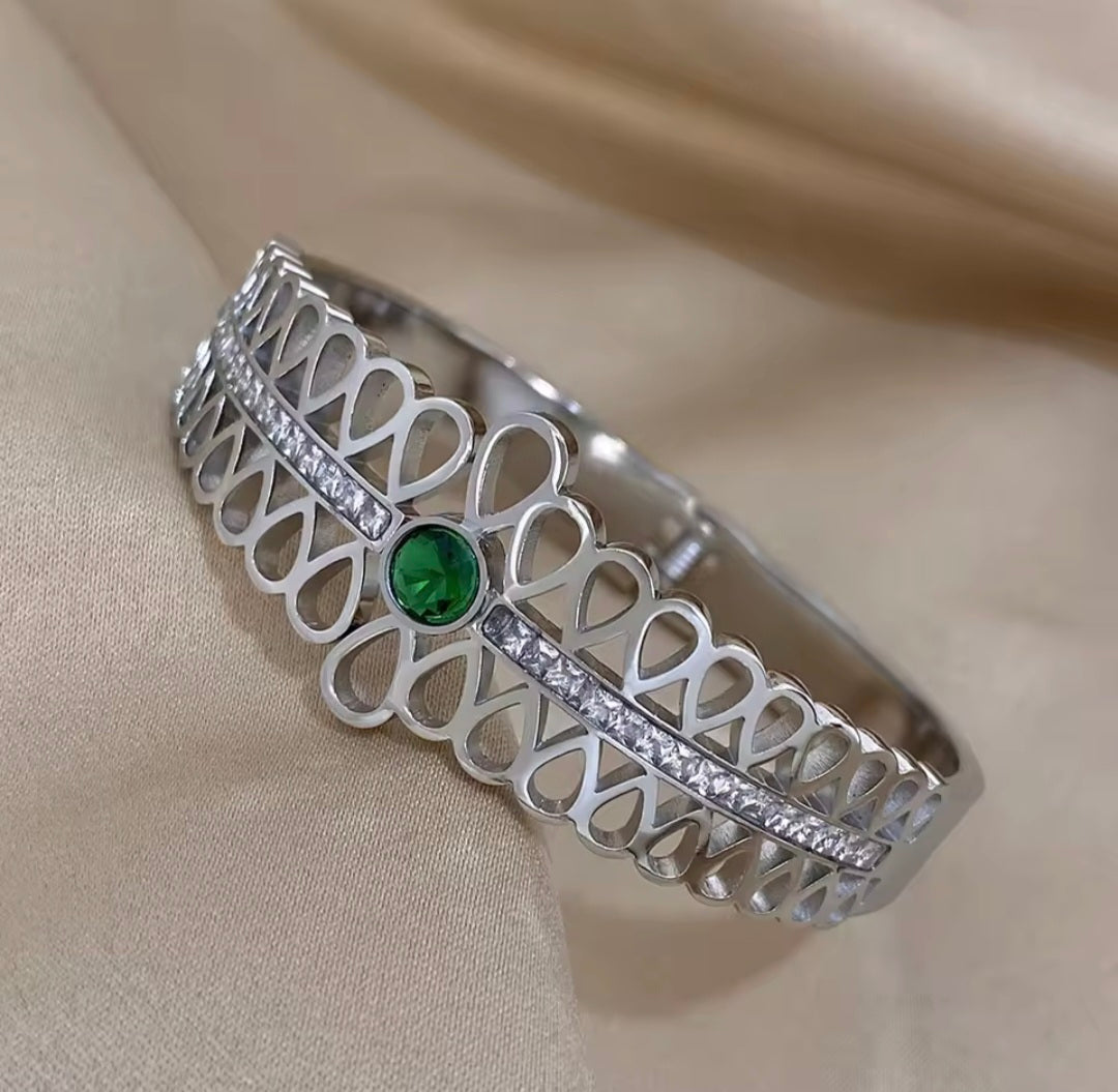 Pulseira Rígida Pedra Verde