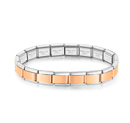 Pulseira Italiana Original Rosa Dourado Mesclado
