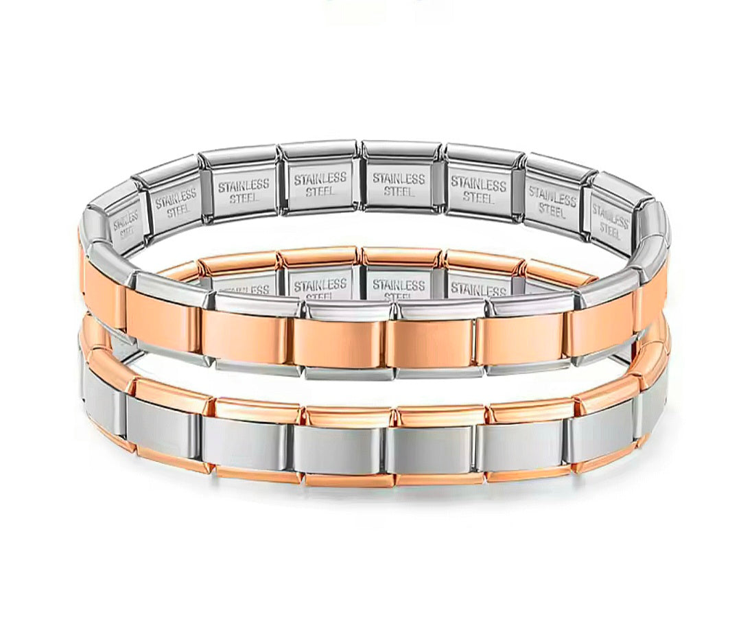 Pulseira Italiana Original Rosa Dourado