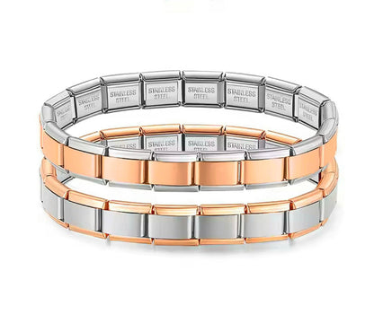 Pulseira Italiana Original Rosa Dourado