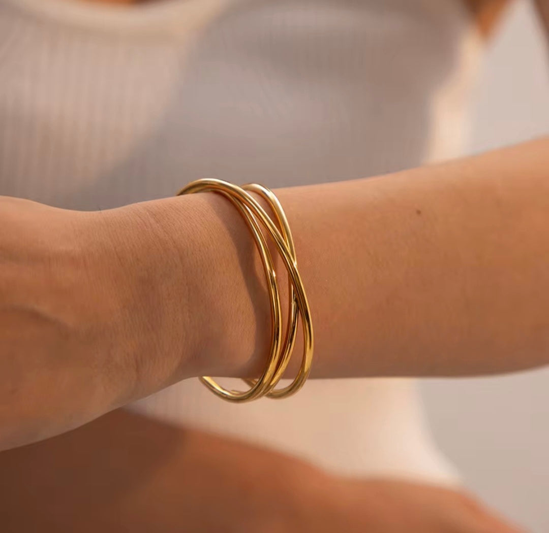 Bangle Cruzada - Aço inoxidável