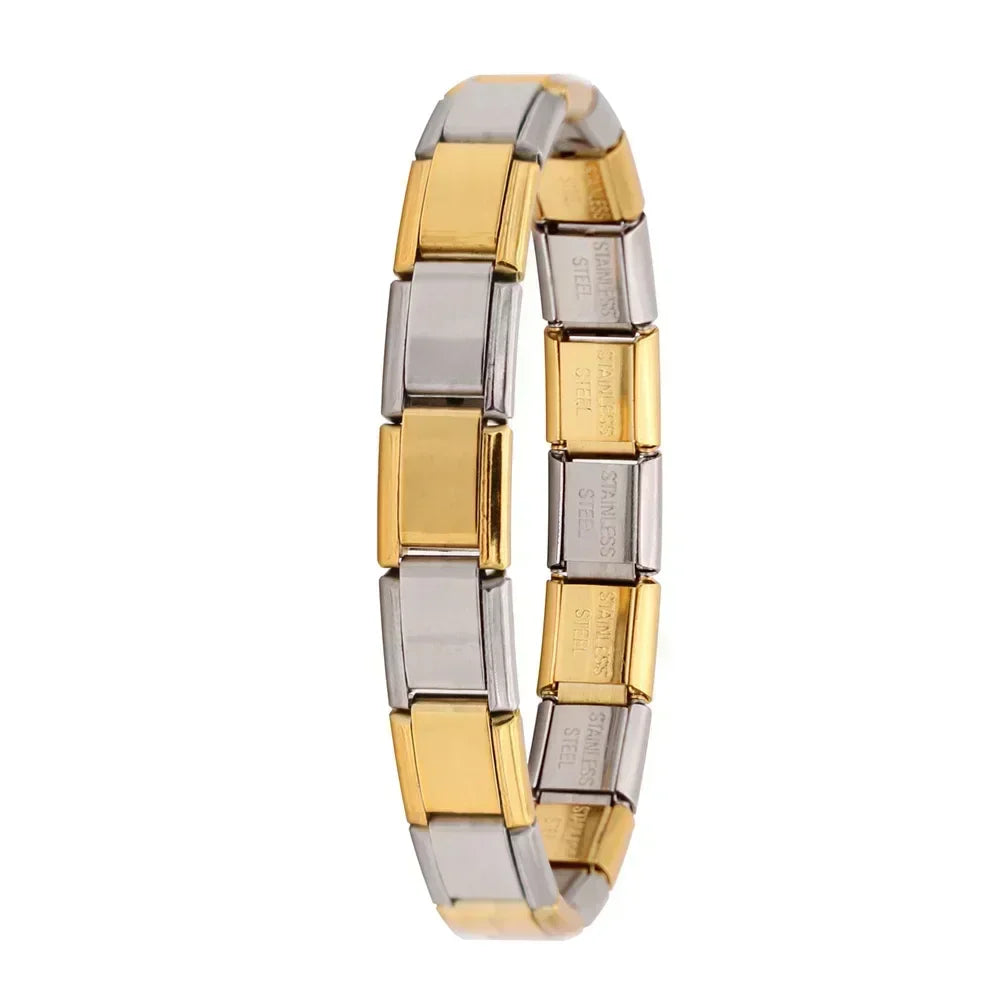 Pulseira Original Italiana em Aço Inoxidável Dourado-Prateado