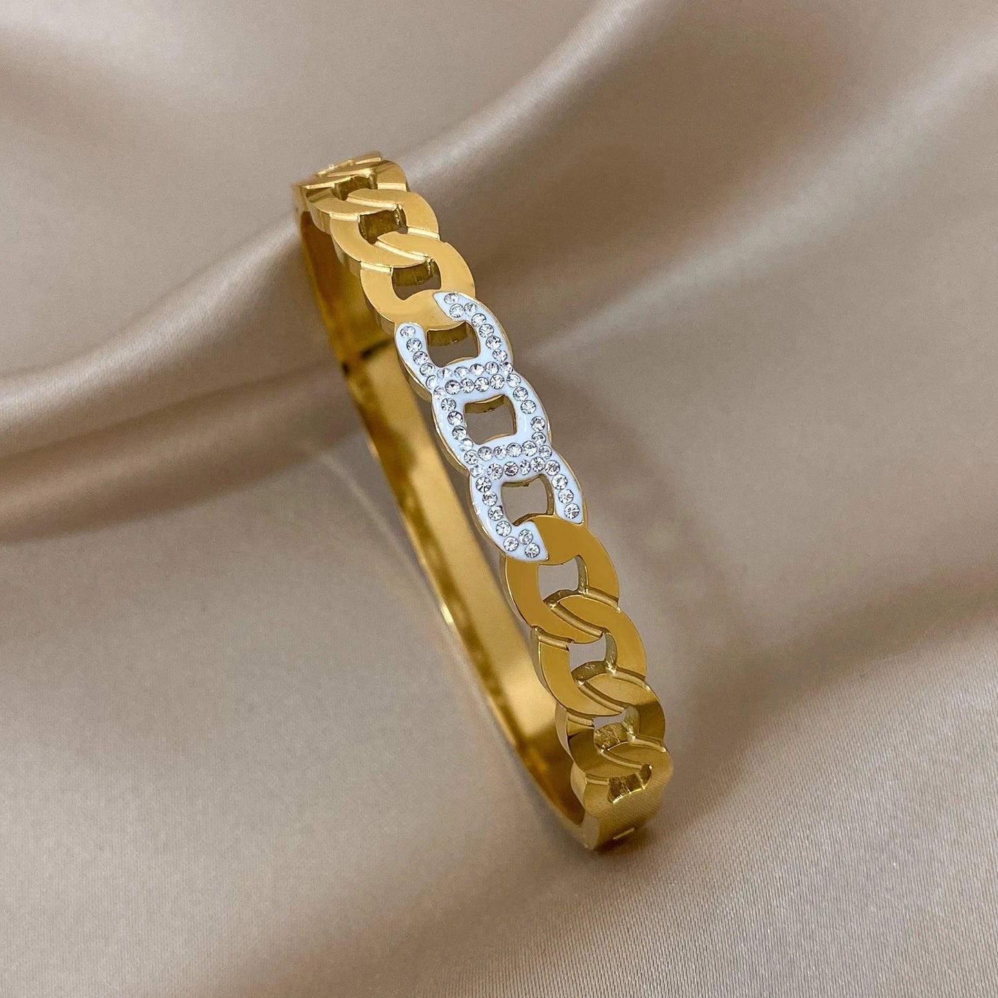 Pulseiras Brilhantes em Aço Inoxidável Elos
