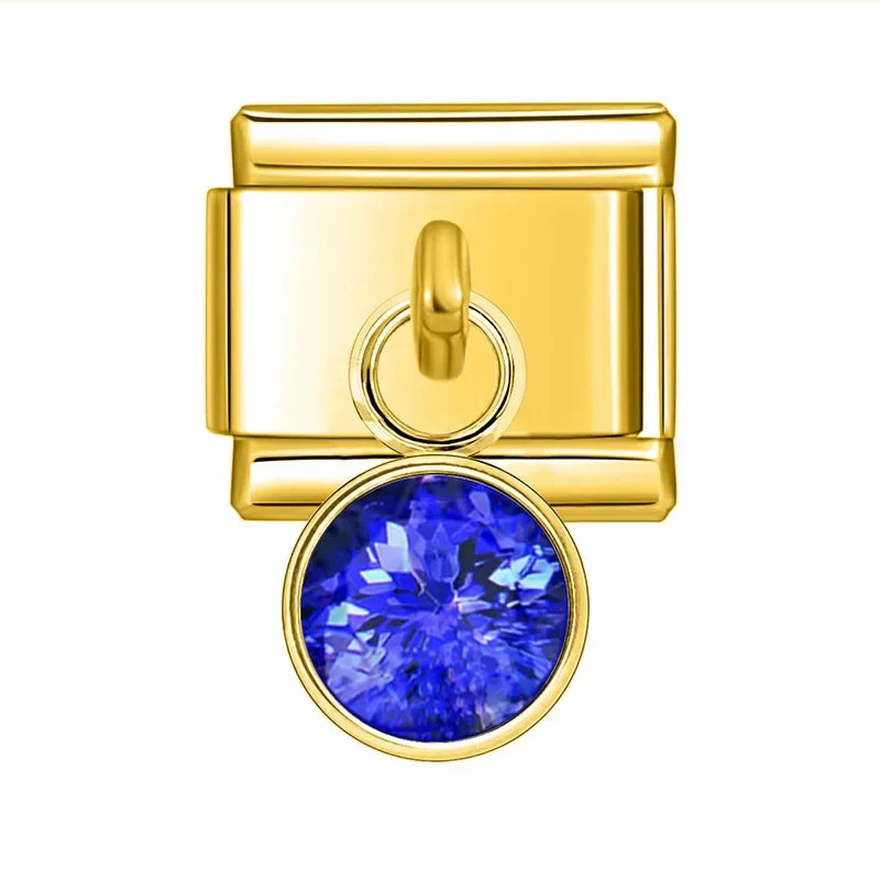 Pendentes Pulseira Italiana em Aço Inoxidável Azul Intenso