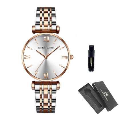 Relógio Look Moderno em Aço Inox Rosa Dourado Prateado Fundo Claro
