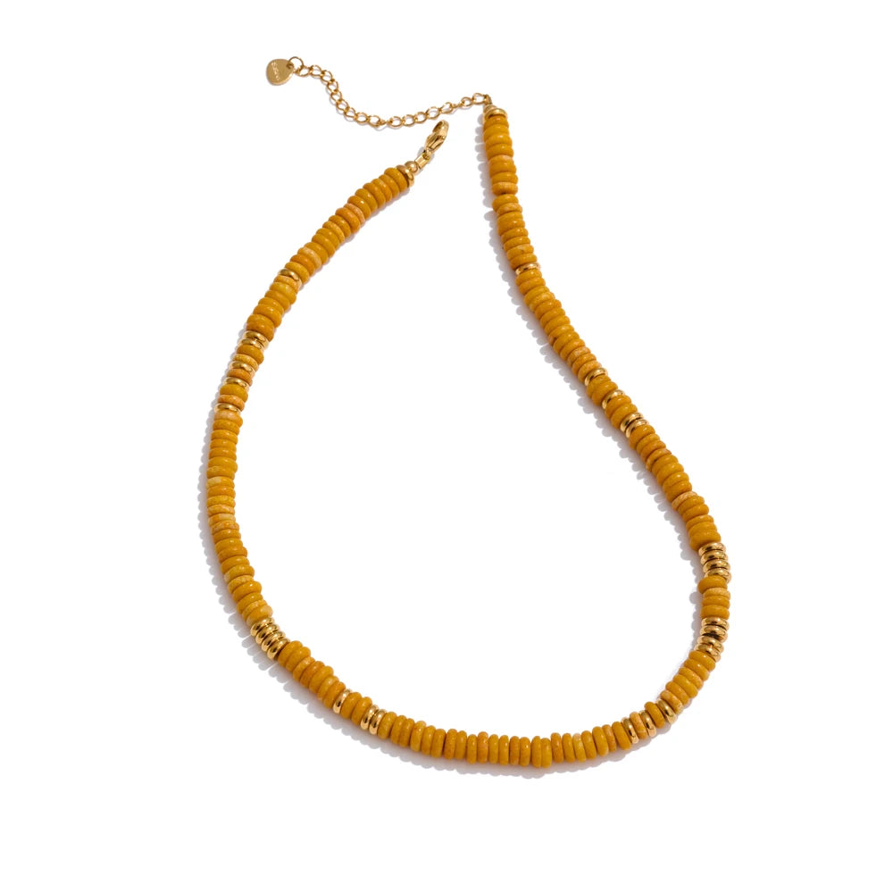 Colar de Contas de Pedra Natural