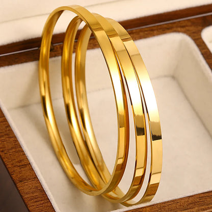 Conjunto de Pulseiras Rígidas Finas Dourado Flat