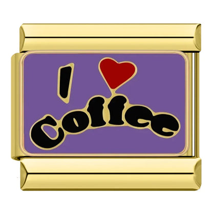 Charms Pulseira Italiana em Aço Inoxidável I Love Coffee