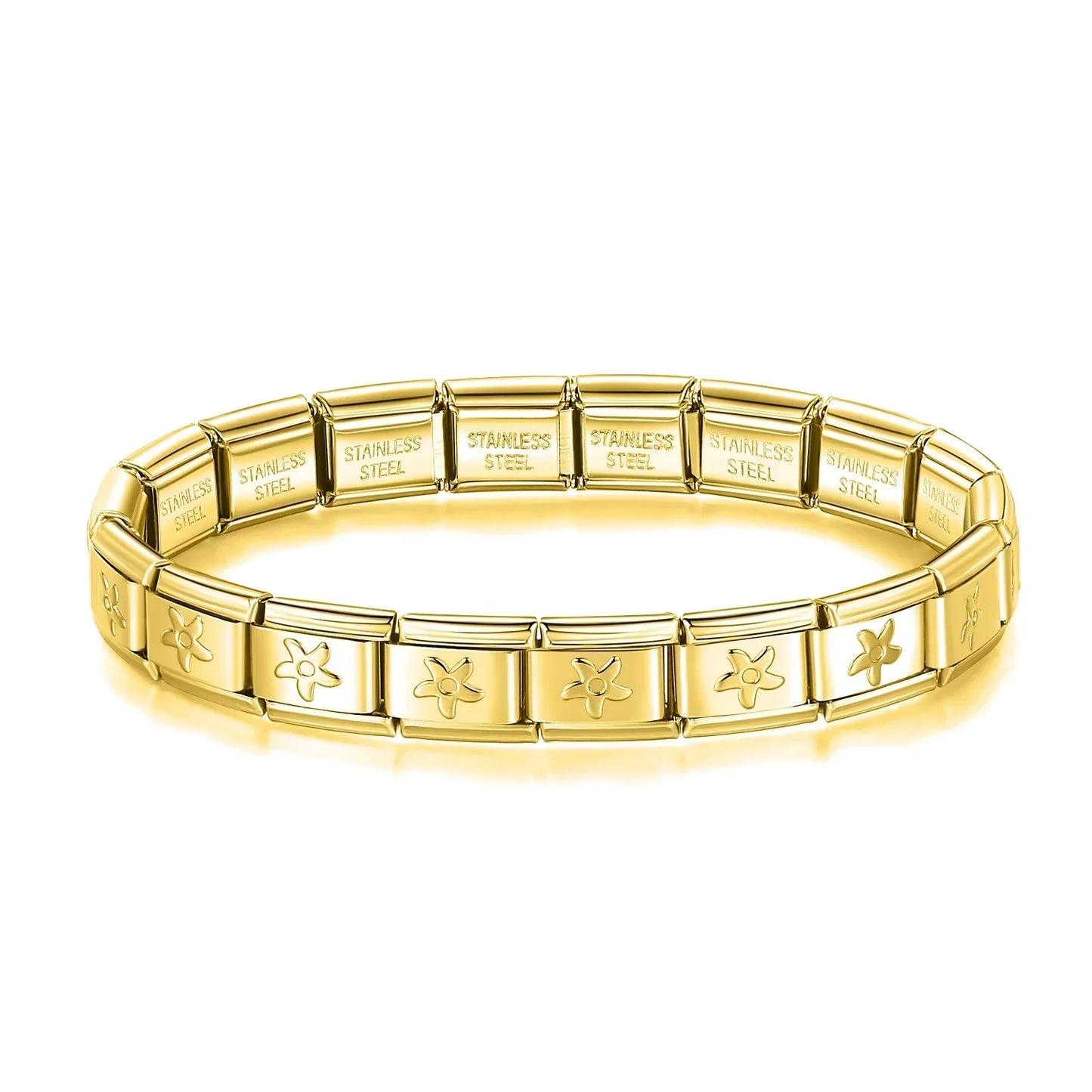 Pulseiras Originais Charms Flores e Borboletas em Aço Inoxidável Flor Dourado