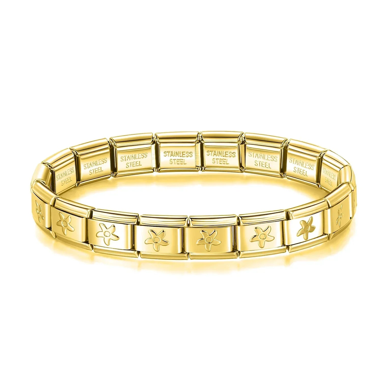 Pulseiras Originais Charms Flores e Borboletas em Aço Inoxidável Flor Dourado