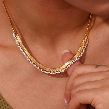 Colar com Pedras de Zircónia Cúbica Dourado