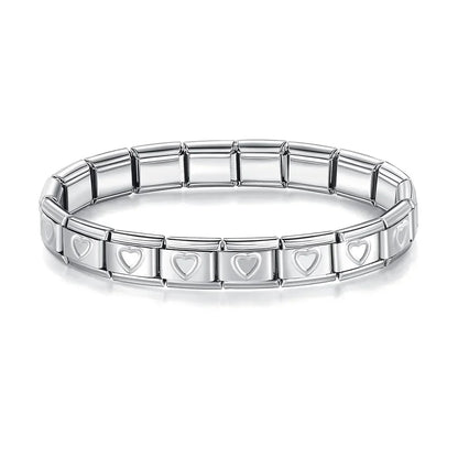 Pulseiras Originais Charms Coração em Aço Inoxidável Coração 1 Prateado