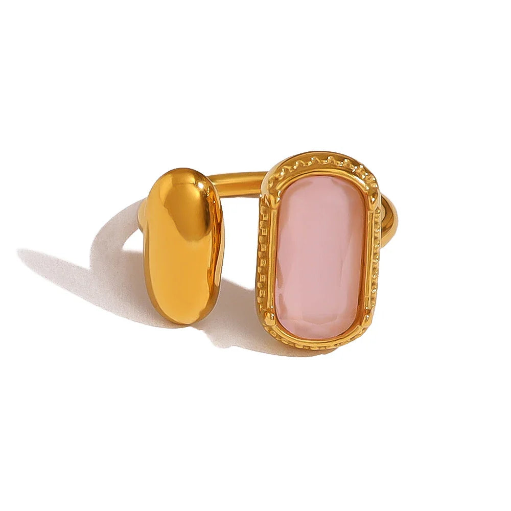 Anel de Zircónia Multicor em Aço Inox Rosa