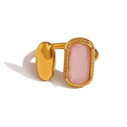 Anel de Zircónia Multicor em Aço Inox Rosa