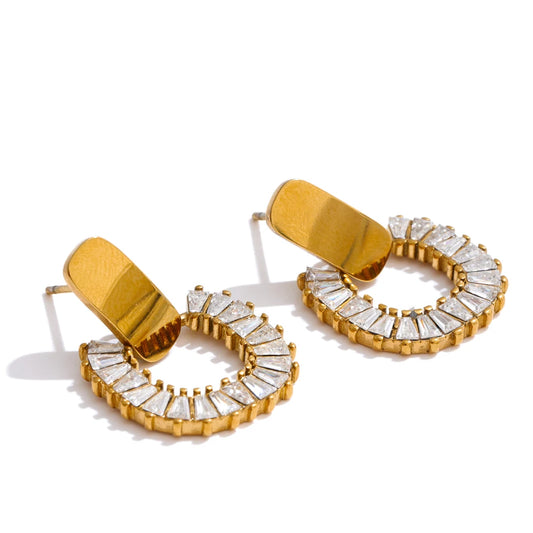 Brincos de Zircónias - Aço inoxidável