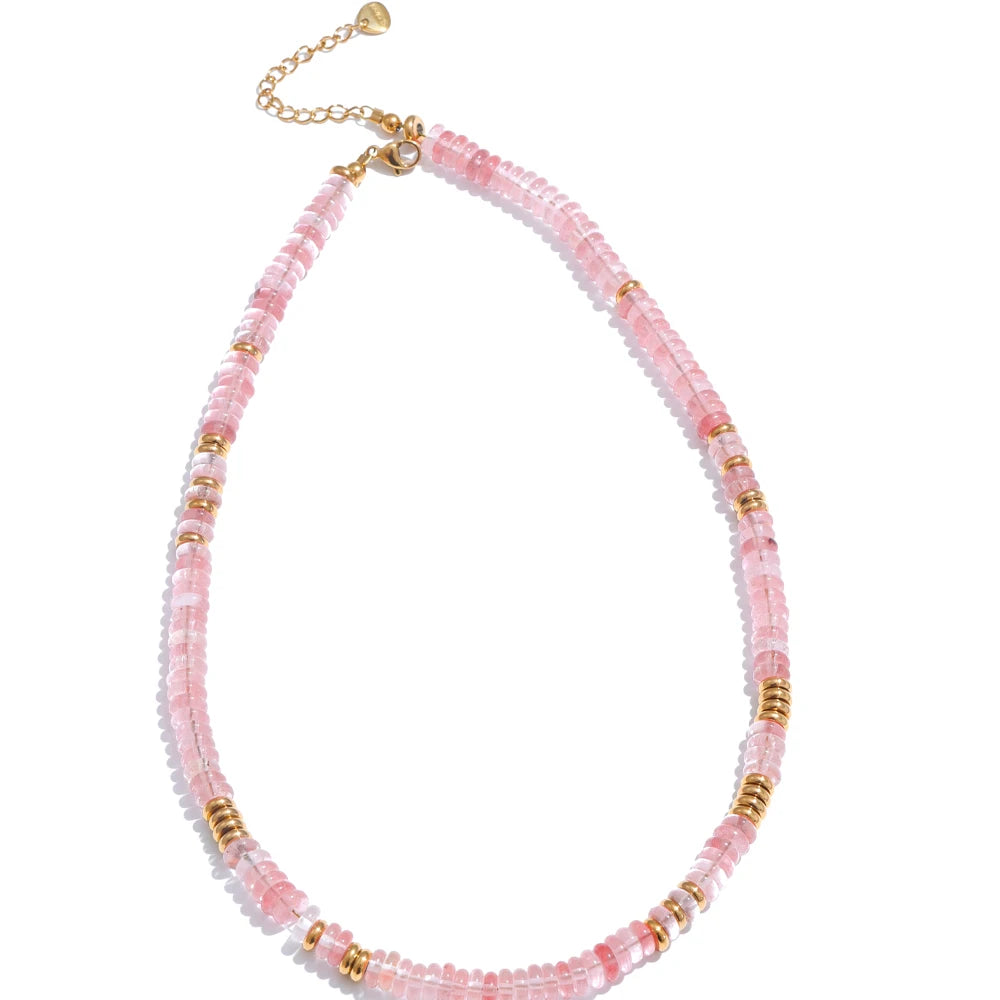 Colar de Contas de Pedra Natural