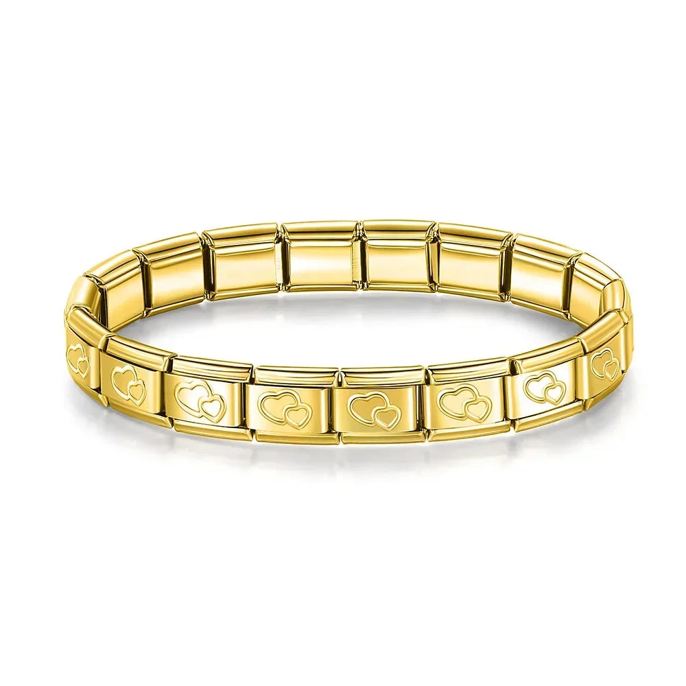 Pulseiras Originais Charms Coração em Aço Inoxidável Coração 2 Dourado