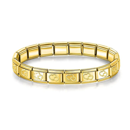 Pulseiras Originais Charms Coração em Aço Inoxidável Coração 2 Dourado