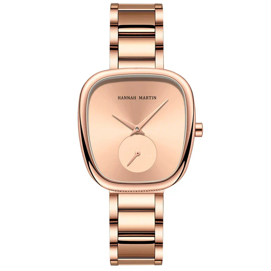 Relógio Moderno em Aço Inox Hannah Martin Full Rosa Dourado