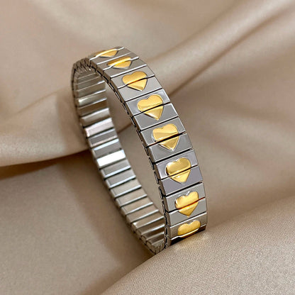Pulseiras Elásticas Clássicas em Aço Múltiplos Corações