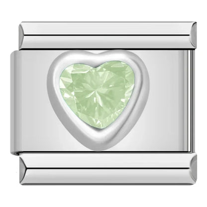 Charms Pulseira Italiana em Aço Inoxidável Verde Claro