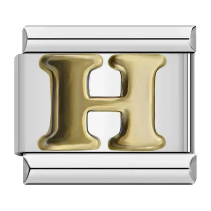 Charms Letras Pulseira Italiana em Aço Inoxidável H