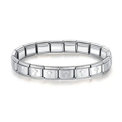 Pulseira Original Estilo Italiano Charms Patas e Cruz Cruz Prateado