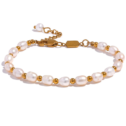 Pulseira de Pérolas - Aço inoxidável
