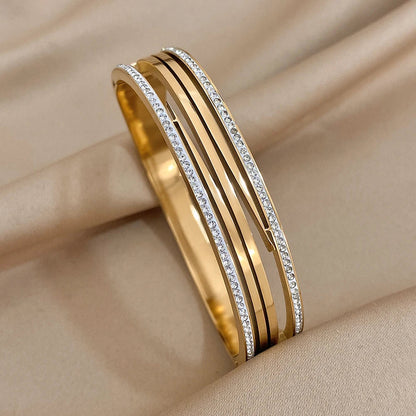Pulseira Rígida Clássica em Aço Inoxidável Dourado