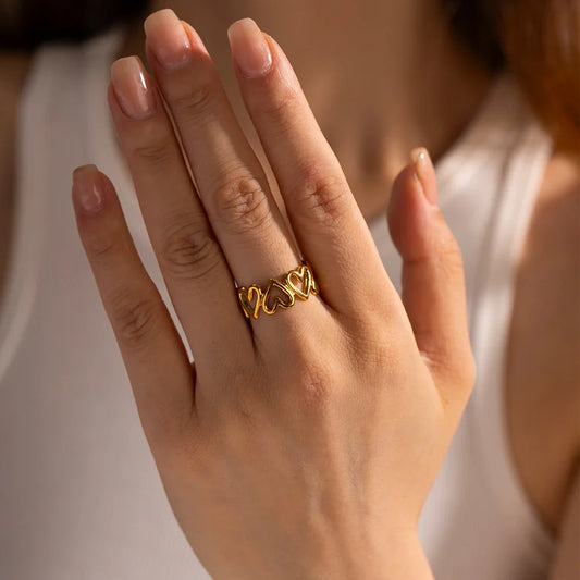 Anel Amor em Aço Inox Dourado