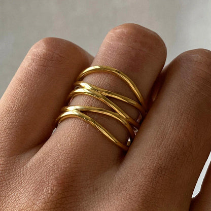 Anel Ajustável em Aço Inoxidável Dourado