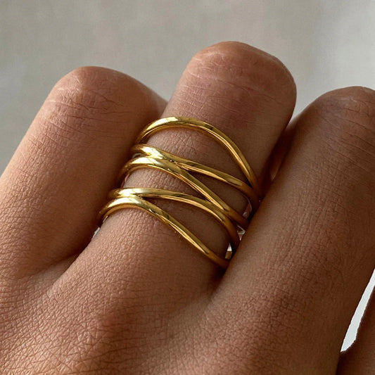 Anel Ajustável em Aço Inoxidável Dourado
