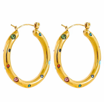 Argolas Zircónia em Aço Inoxidável Dourado Colorido